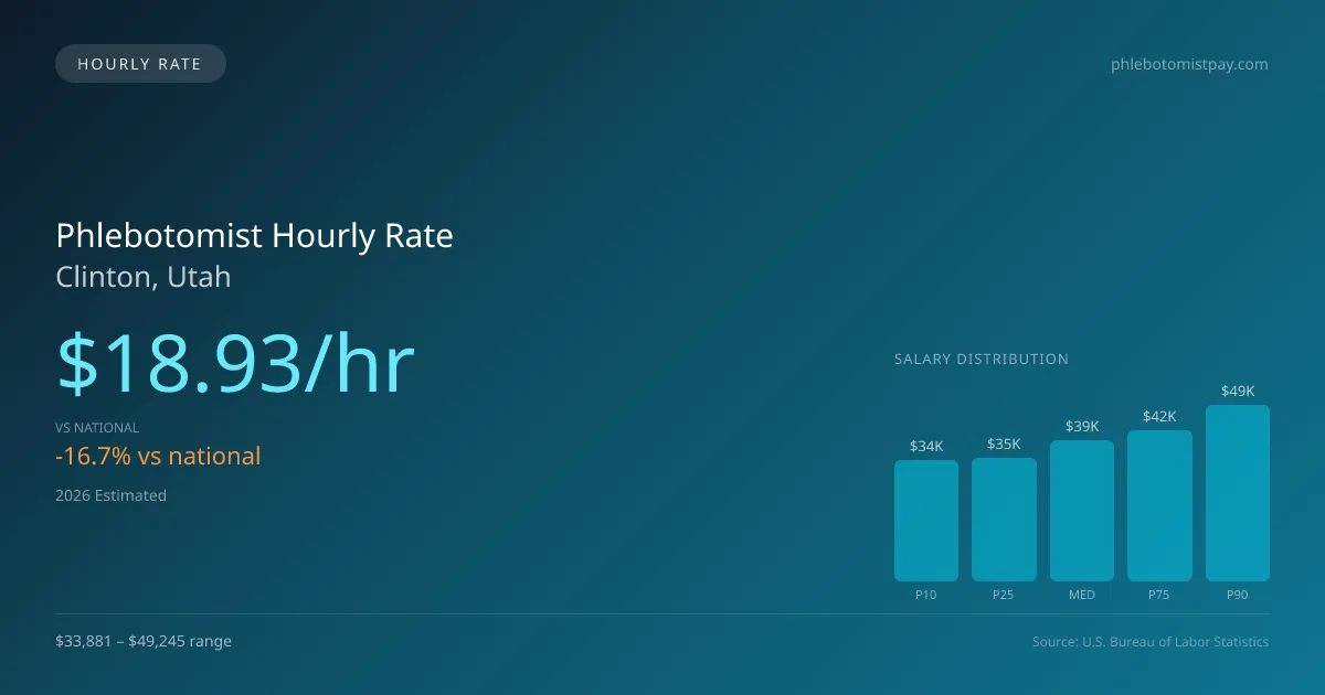Phlebotomist Hourly Rate in Clinton, UT — 2026 est., based on 2025 BLS