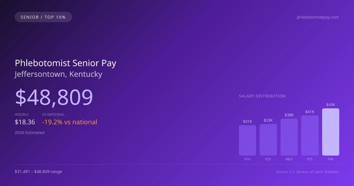 Phlebotomist Senior Salary in Jeffersontown, KY — 2026 est., based on 2025 BLS