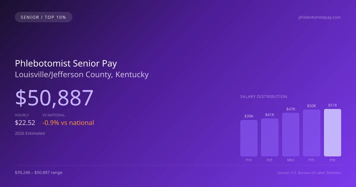 Phlebotomist Senior Salary in Louisville/Jefferson County, KY — 2026 est., based on 2025 BLS