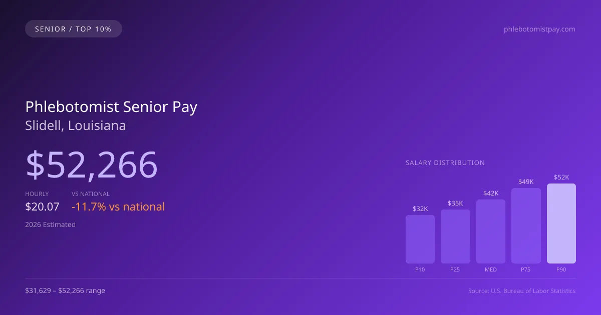 Phlebotomist Senior Salary in Slidell, LA — 2026 est., based on 2025 BLS