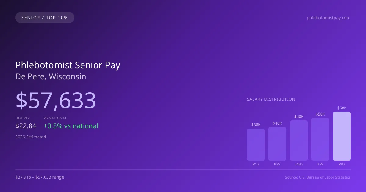 Phlebotomist Senior Salary in De Pere, WI — 2026 est., based on 2025 BLS